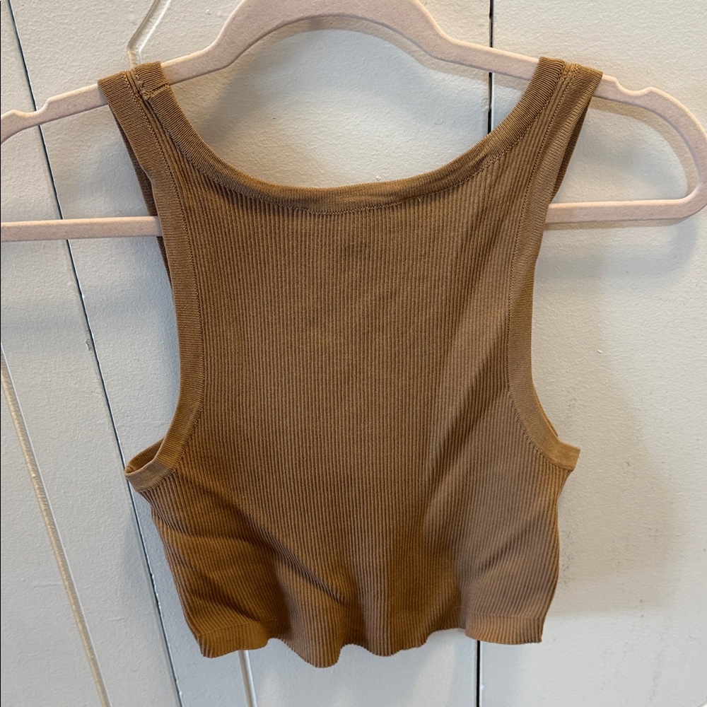 Zara Tan Ribbed Tank Top - Picture 4 of 4
